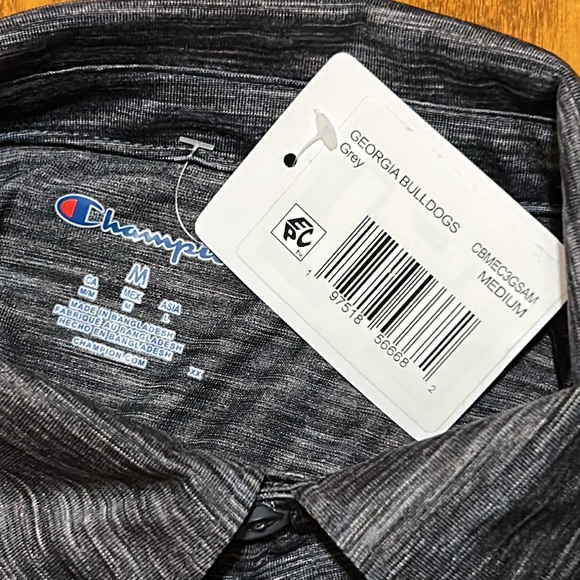 Mens POLO Shirt UGA Georgia Bulldogs DAWGS Champion Dark Grey Heather NWT M - Picture 6 of 11